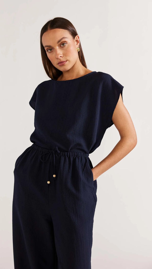 STAPLE THE LABEL - REMY BOXY TOP - NAVY