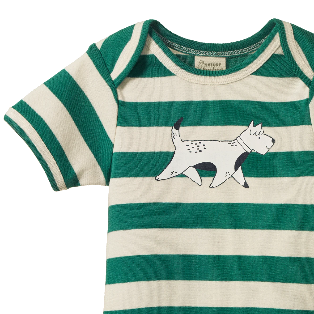 Nature Baby - Cotton Short Sleeve Bodysuit - DOG WALK PEPPERMINT PRINT