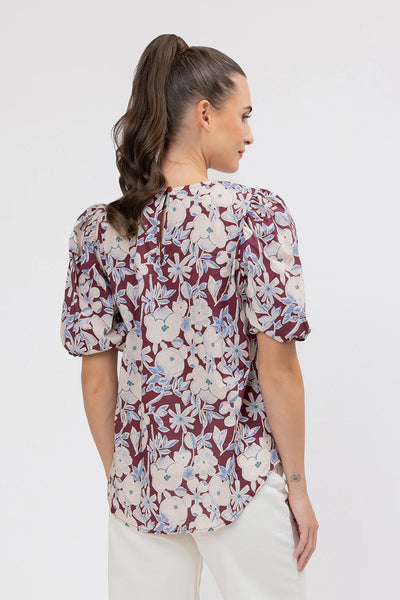 SEEKING LOLA - RELAXED CAREFREE TOP - MERLOT FIELD