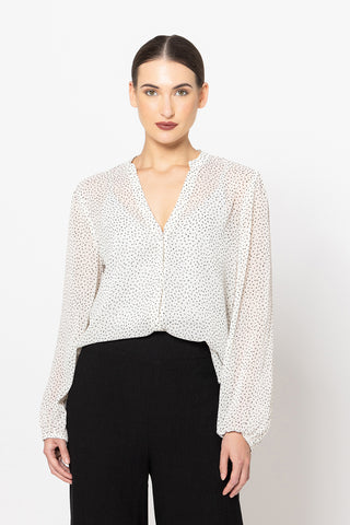 Seeking Lola - FULL OF LIFE L/S TOP - IVORY POLKA