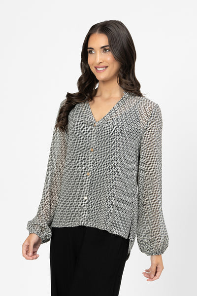 Seeking Lola - FULL OF LIFE L/S TOP - MONO CUBISM