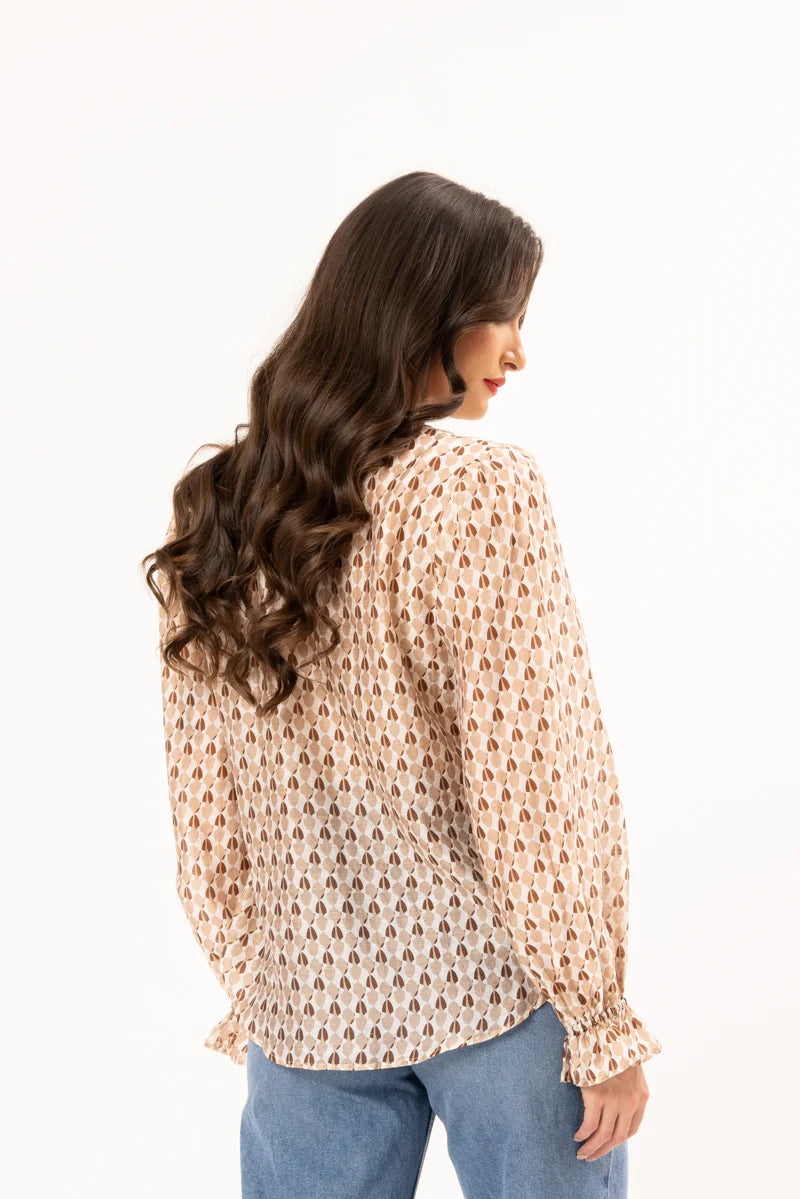 SEEKING LOLA - HARPER TOP - CHESTNUT GEO