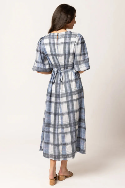 SEEKING LOLA - SANTORINI DRESS - INDIGO CHECK