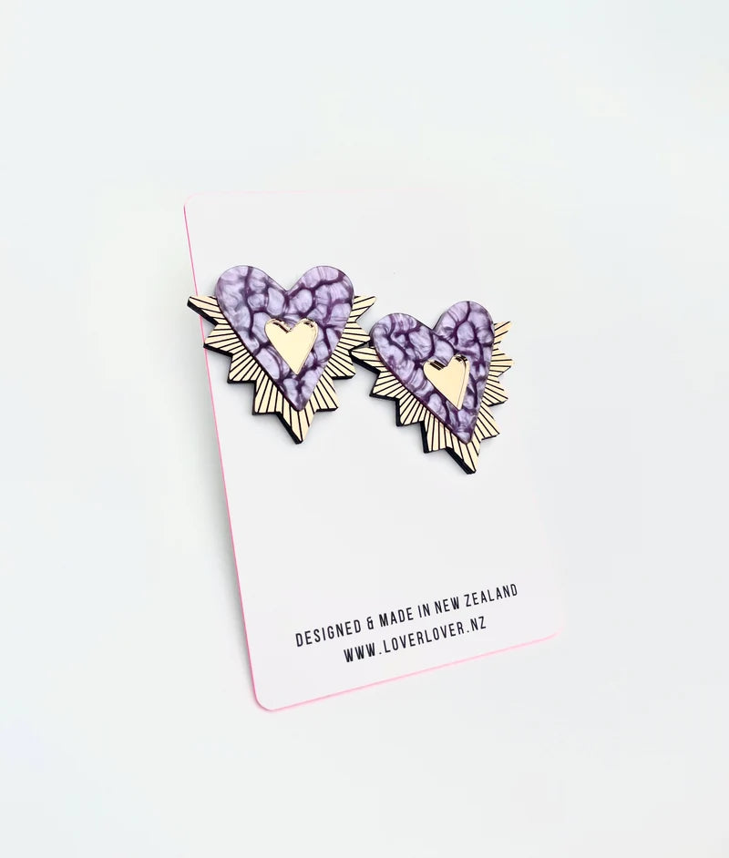 LOVER LOVER SCARLET HEART STUD EARRINGS - VIOLET