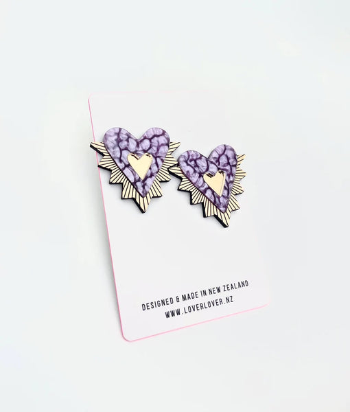 LOVER LOVER SCARLET HEART STUD EARRINGS - VIOLET