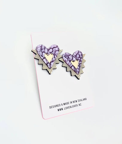 LOVER LOVER SCARLET HEART STUD EARRINGS - VIOLET