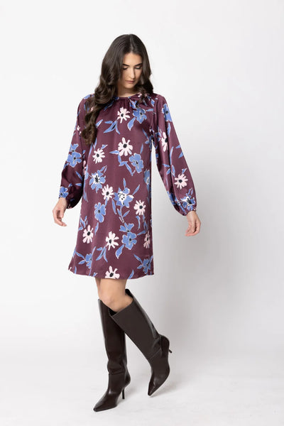 SEEKING LOLA SHIFT DRESS - MERLOT BLOSSOM