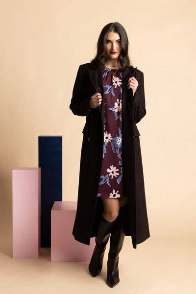 SEEKING LOLA SHIFT DRESS - MERLOT BLOSSOM