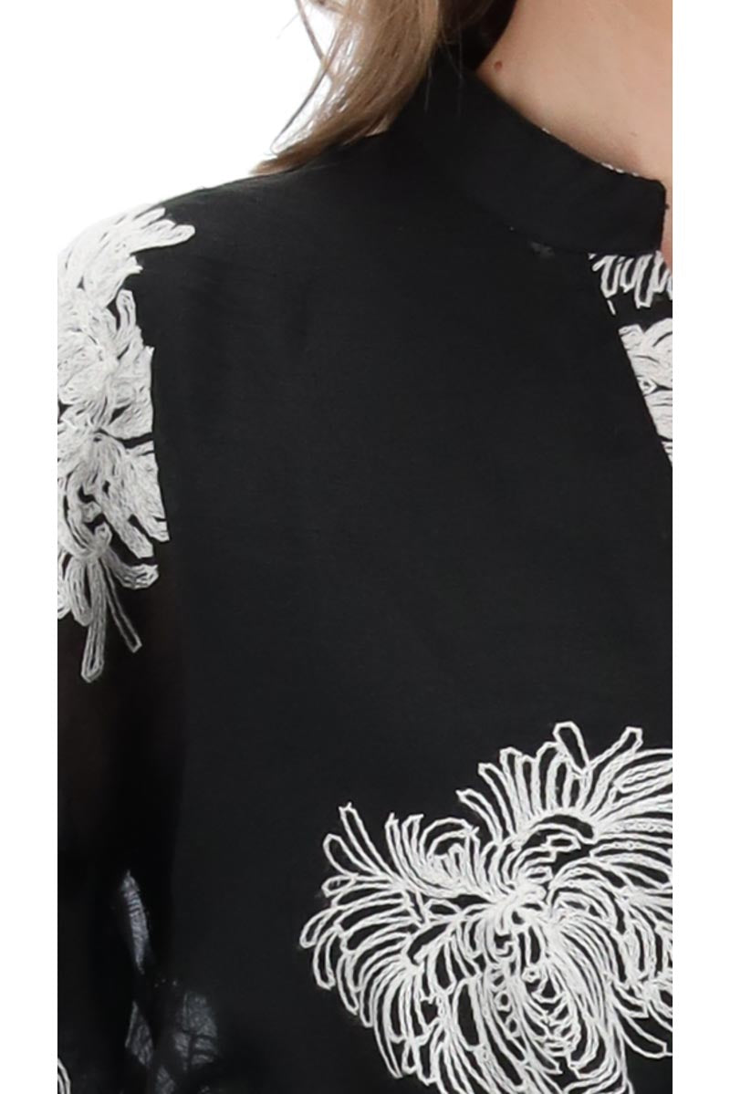 AMAYA  SALLY SHIRT DRESS - BLACK EMBROIDERED