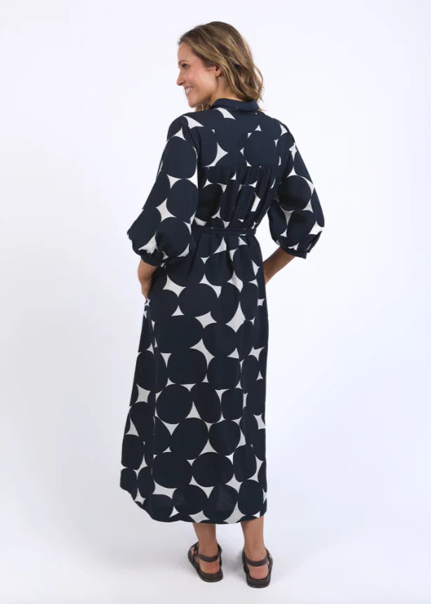 ELM   DEMI SPOT DRESS - NAVY