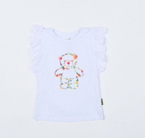 Alaska Tees - Sophia Top - WHITE/BLOOMING BEAR