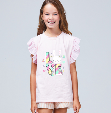 Alaska Tees - Sophia Top - PINK/LOVE BUNNY