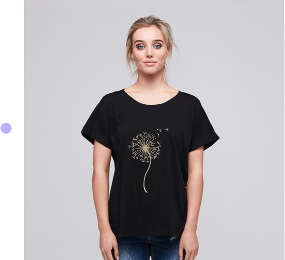 Alaska Tees  - JORDAN T-SHIRT - BLACK - PEARL DANDELION