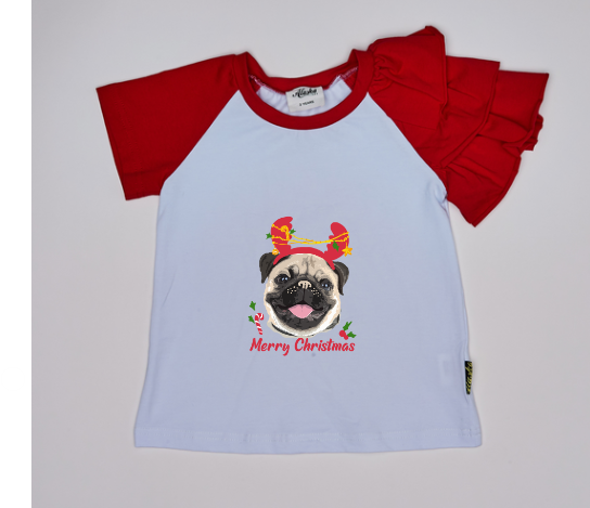 Alaska Tees - ALESSIA WHITE/RED - CHRISTMAS DOG