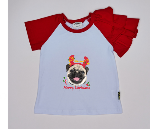 Alaska Tees - ALESSIA WHITE/RED - CHRISTMAS DOG