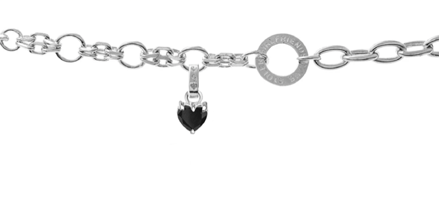 STOLEN  - TALLON HEART CHARM - 100% STERLING SILVER/ BLACK ONYX