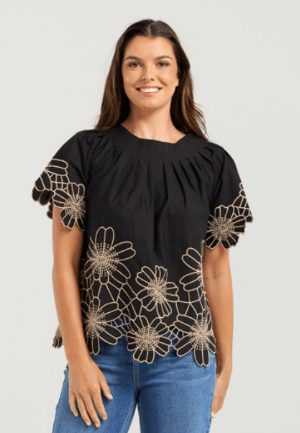 NMBR ROSE - DAISY BLOUSE - BLACK/BEIGE
