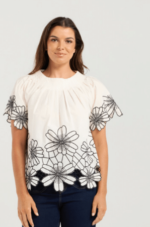 NMBR ROSE - DAISY BLOUSE - CREAM/BLACK