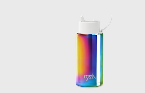Frank Green Chrome Rainbow Ceramic Reusable Bottle with Straw Lid - 34oz / 1,000ml