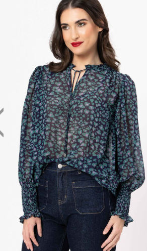 SEEKING LOLA - BYRON BLOUSE - NAVY INSTINCT