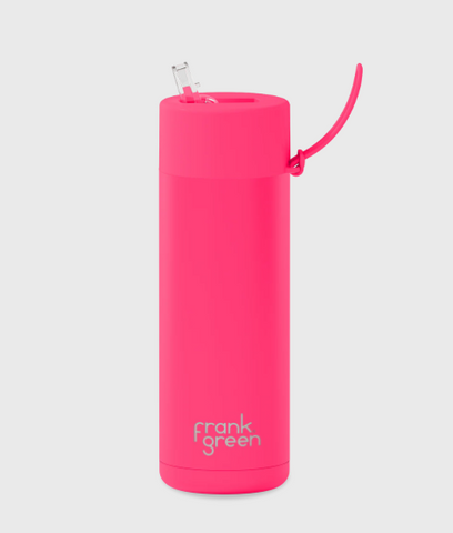 Frank Green Ceramic Reusable Bottle Neon Pink Regular 20oz/595ml