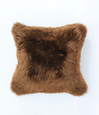 MM Linen NZ WOOL SHEEPSKIN CUSHION - CHESTNUT