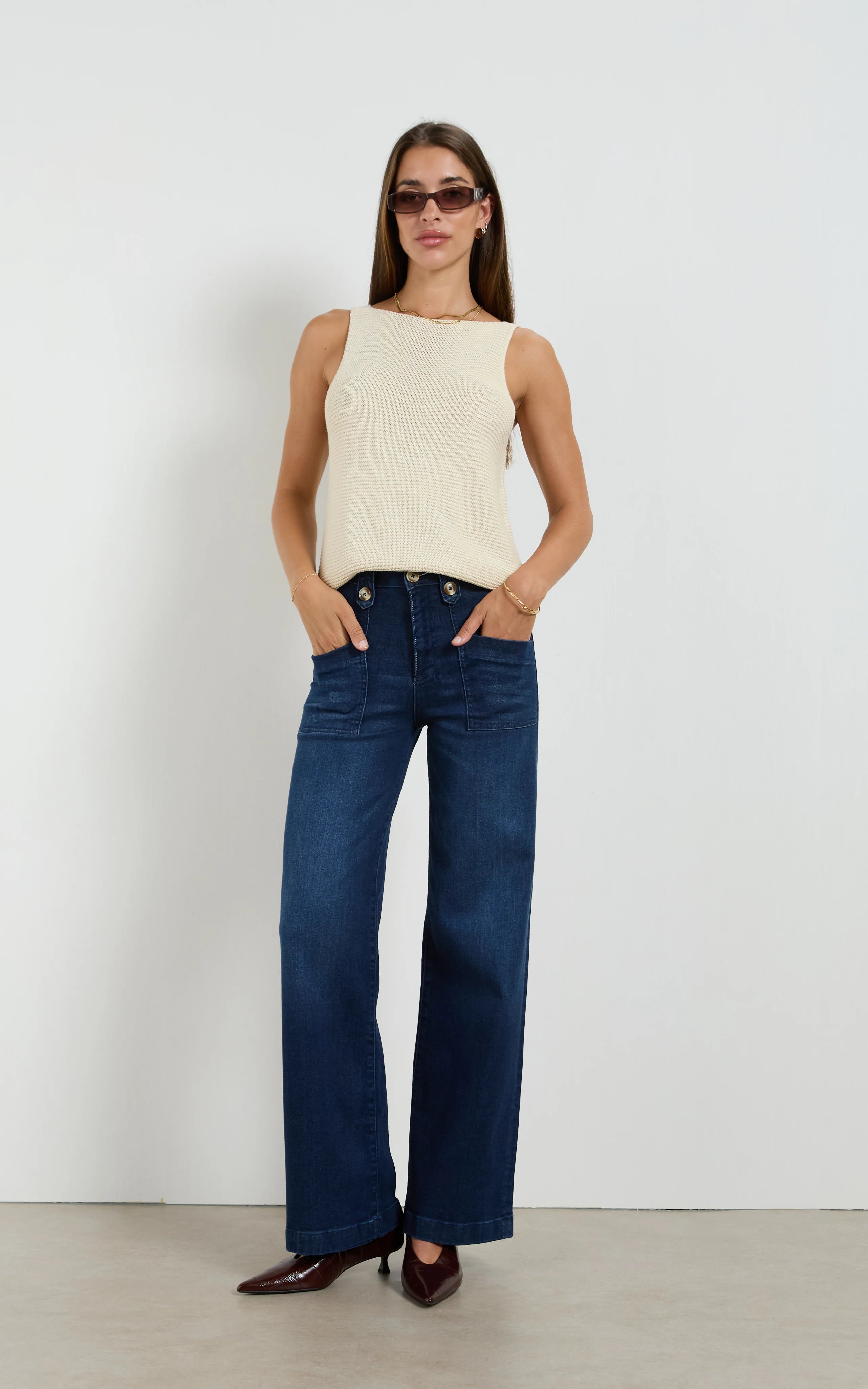 DRICOPER - SHERRY INDIGO LONG WIDE STRAIGHT LEG JEANS - INDIGO