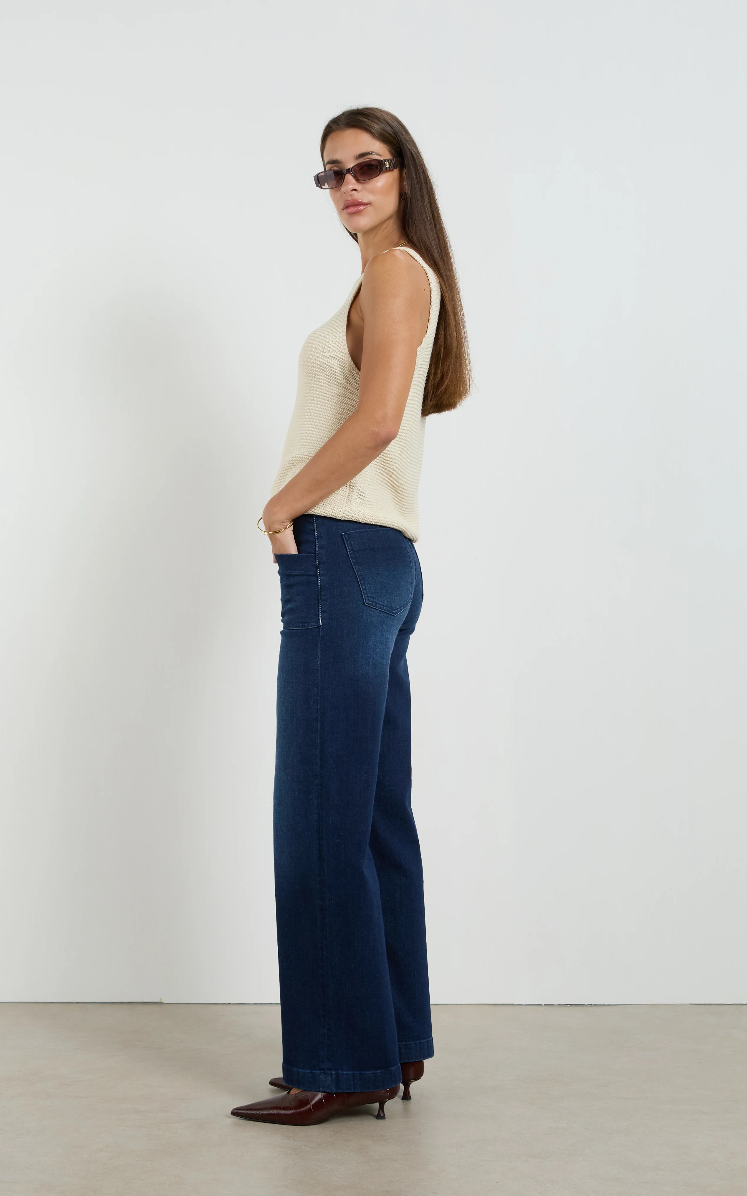 DRICOPER - SHERRY INDIGO LONG WIDE STRAIGHT LEG JEANS - INDIGO