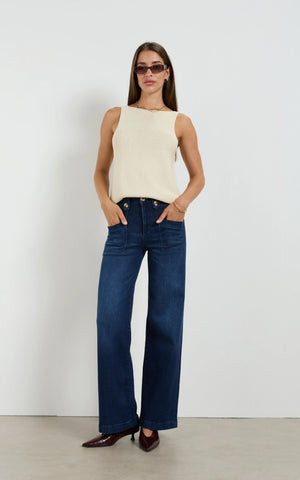DRICOPER - SHERRY INDIGO LONG WIDE STRAIGHT LEG JEANS - INDIGO