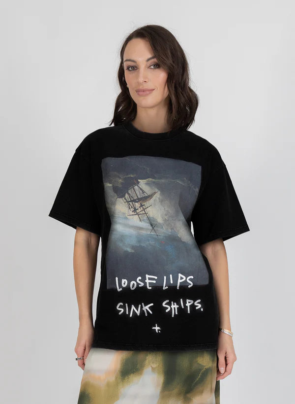 FEDERATION - GOODE TEE - LOOSE LIPS - WASHED BLACK