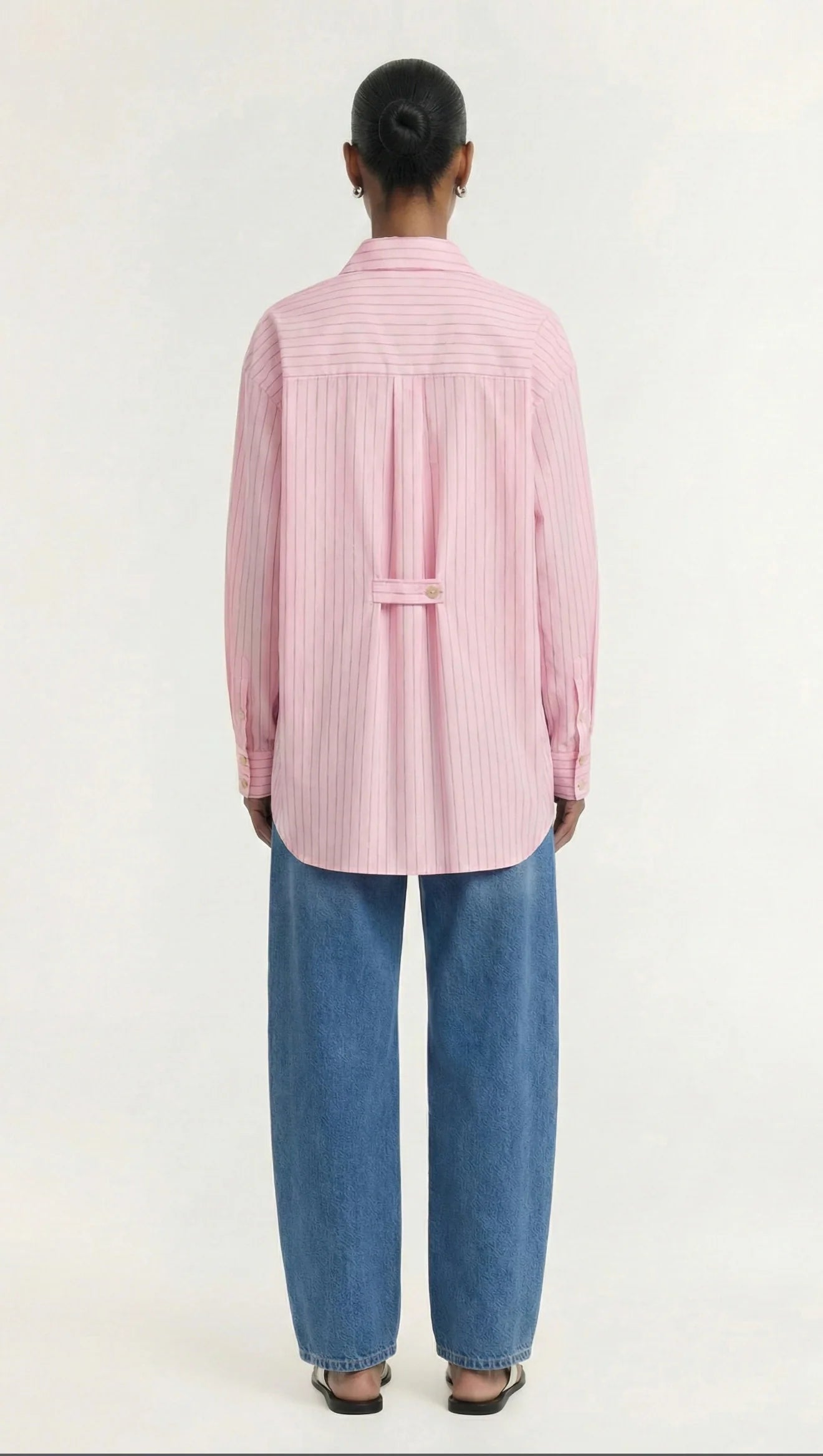 STAPLE THE LABEL - KARI OVERSIZED SHIRT - PINK/WHITE STRIPE