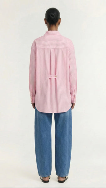STAPLE THE LABEL - KARI OVERSIZED SHIRT - PINK/WHITE STRIPE