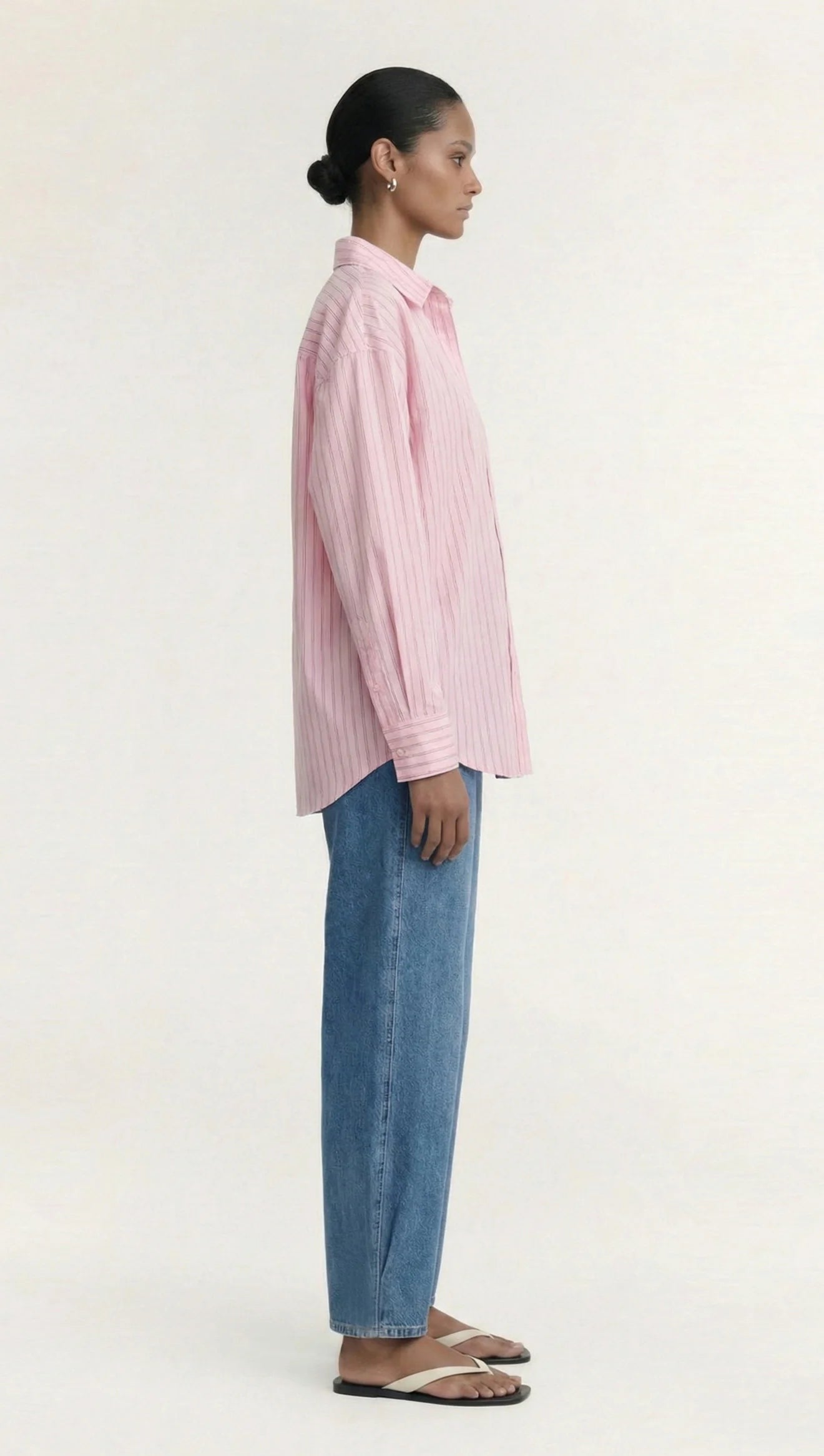 STAPLE THE LABEL - KARI OVERSIZED SHIRT - PINK/WHITE STRIPE
