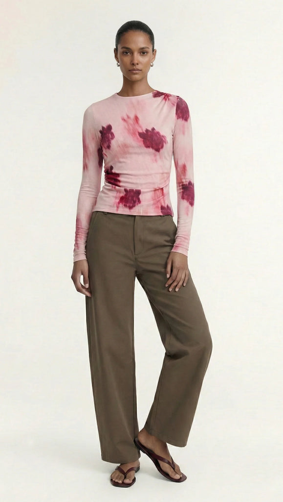 STAPLE THE LABEL - OPHYRIA LONG SLEEVE MESH TOP - BLURRED ROSE