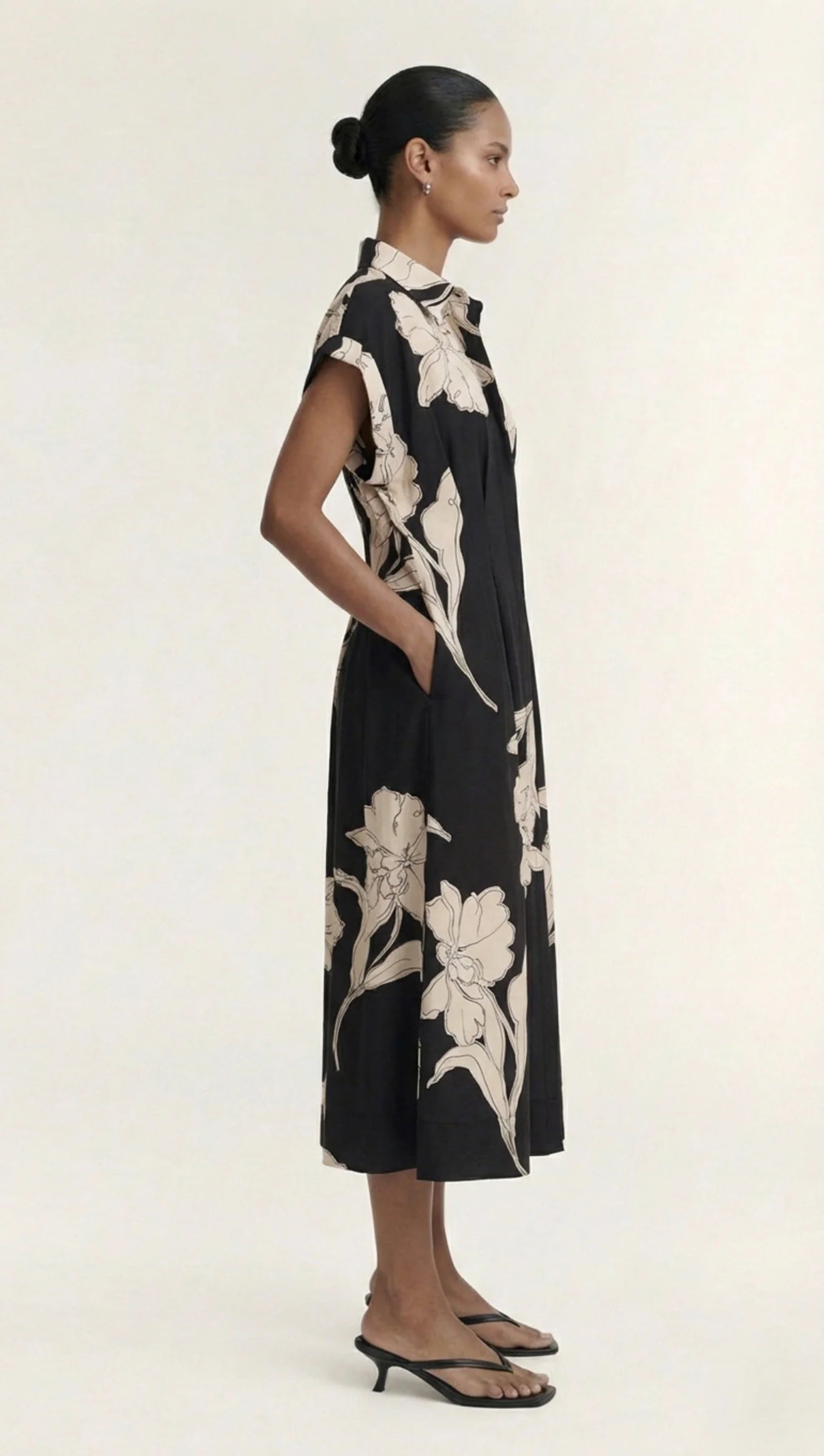 STAPLE THE LABEL - VEDA MIDI DRESS - BLACK/CREAM FLORAL