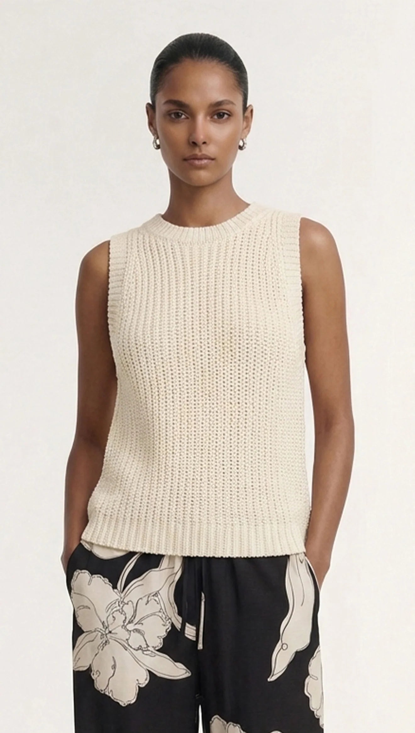 STAPLE THE LABEL - COVE KNIT TANK - NATURAL BEIGE