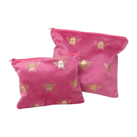 Le Forge - VELVET BEE TOLIET BAG SET OF 2 - PINK/GOLD