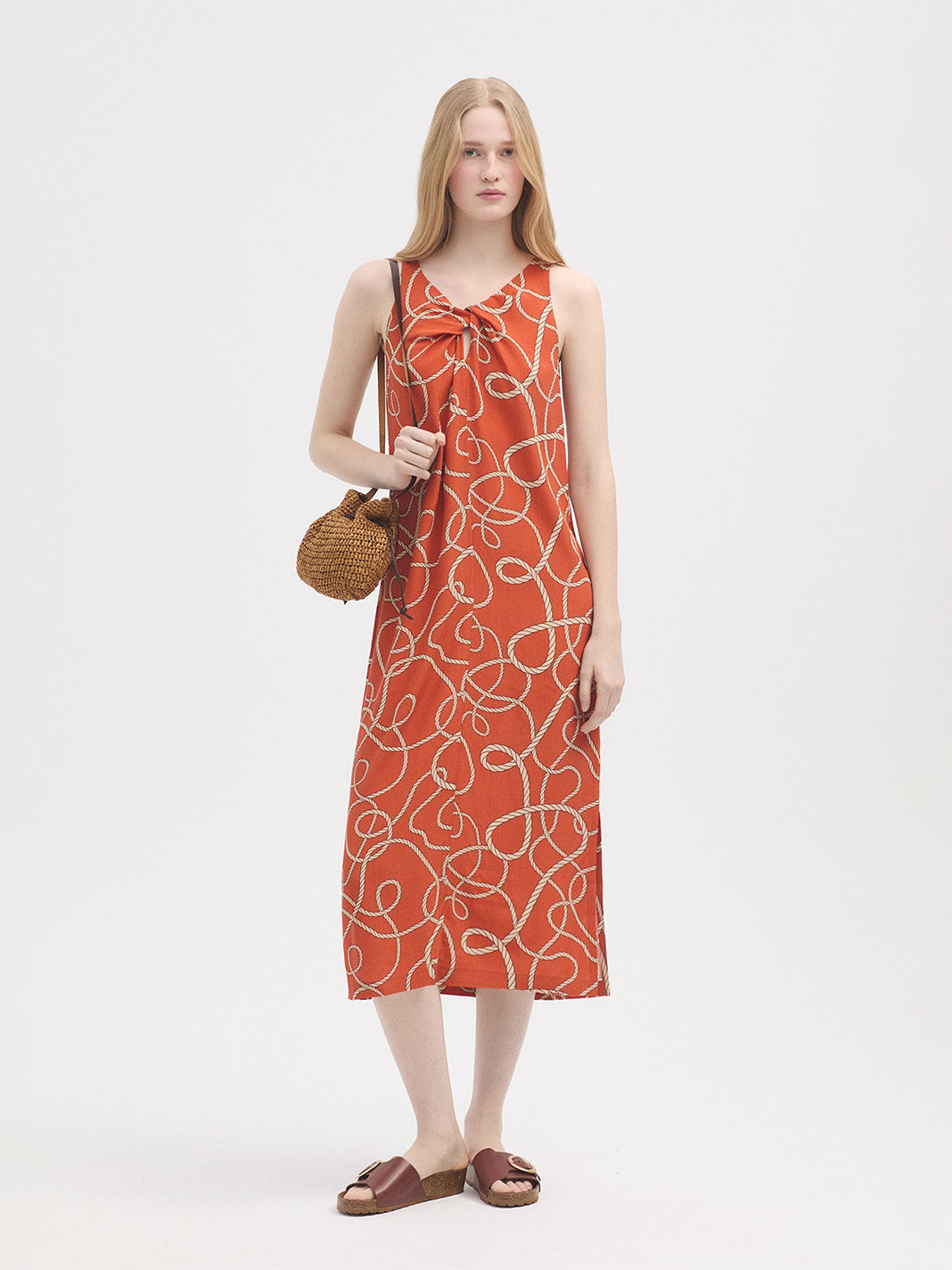 NICE THINGS PALOMA S - ANCHOR ROPES DRESS - CHESTNUT
