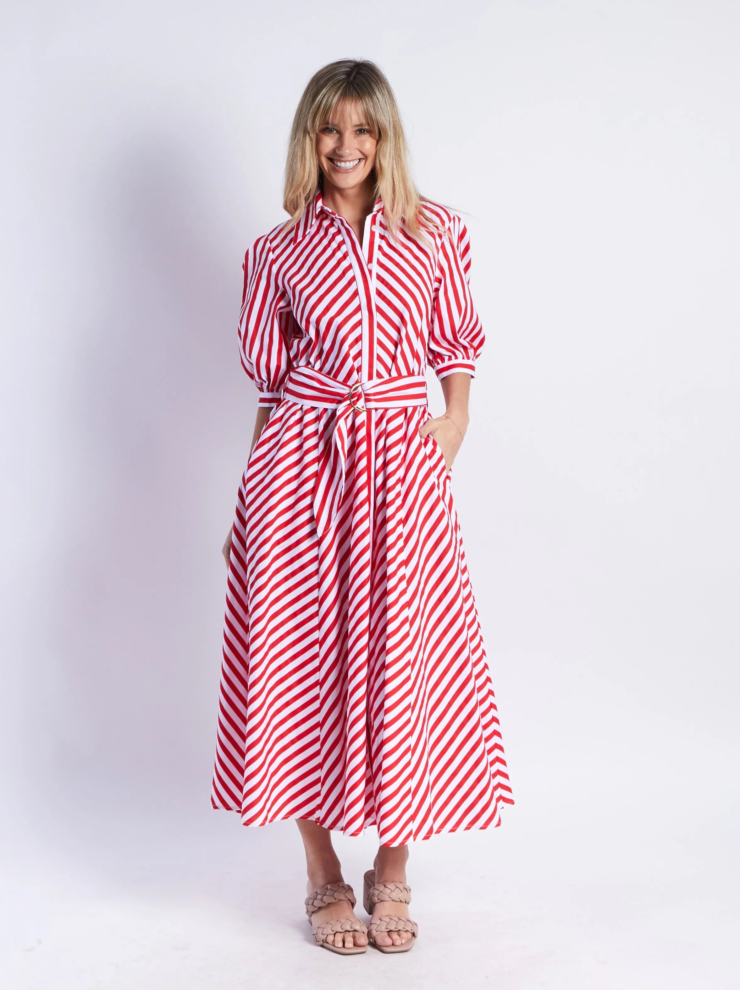 LEONI - BIANCA DRESS - RED STRIPE