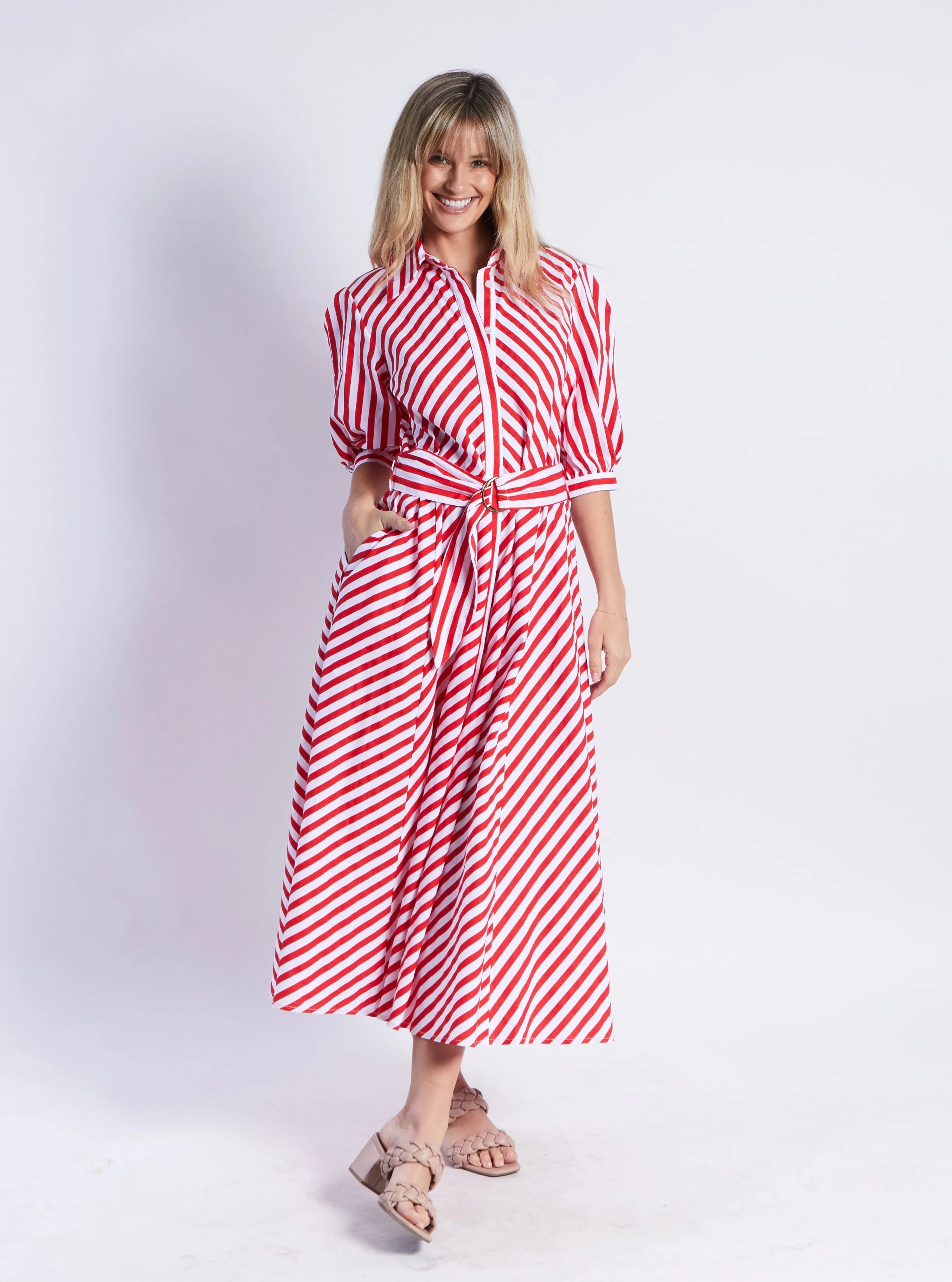 LEONI - BIANCA DRESS - RED STRIPE