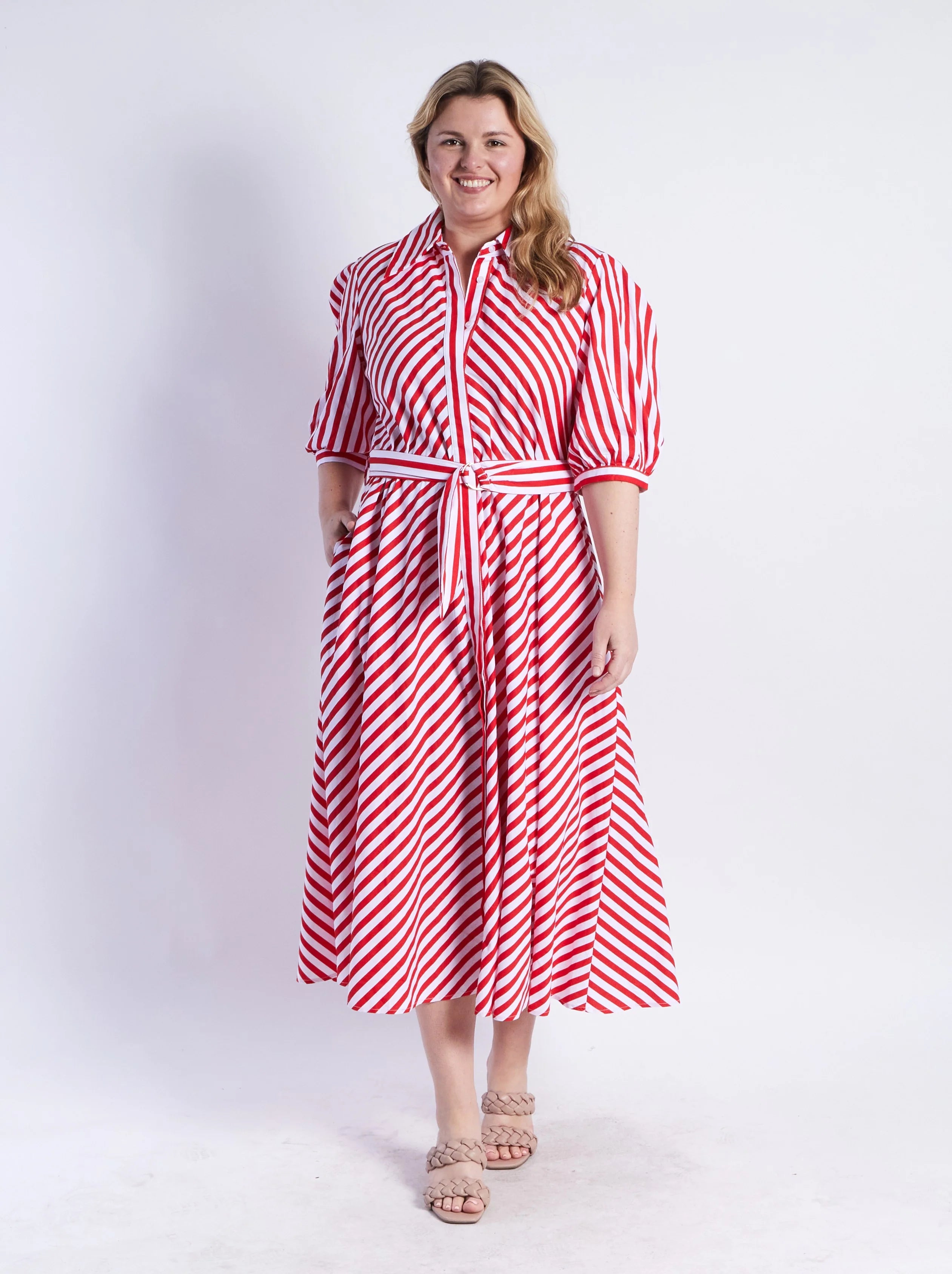 LEONI - BIANCA DRESS - RED STRIPE