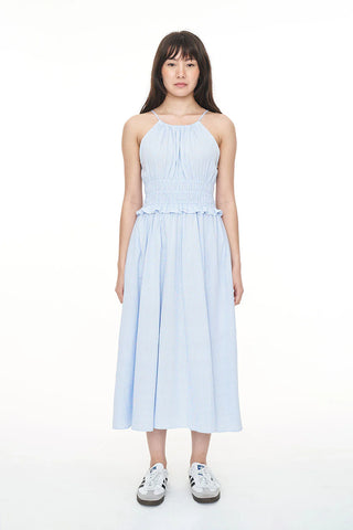 HUFFER - CRUISE JEANNE MIDI DRESS - BLUE HAZE/CHALK