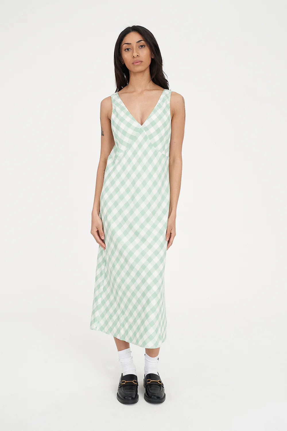 HUFFER - CELINE MIDI DRESS - MATCHA/CHALK