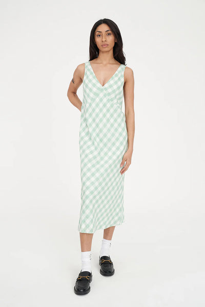 HUFFER - CELINE MIDI DRESS - MATCHA/CHALK
