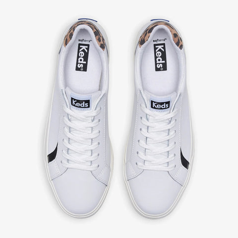 KEDS - PURSUIT LEATHER TRAINERS - WHITE/TAN