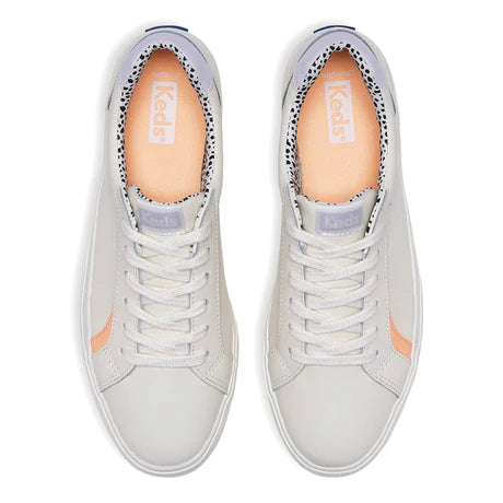 KEDS - PURSUIT LEATHER TRAINERS - CREAM/MULTI