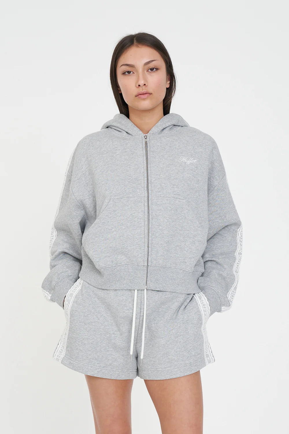 HUFFER CHERIE ZIP HOOD 350 - GREY MARLE