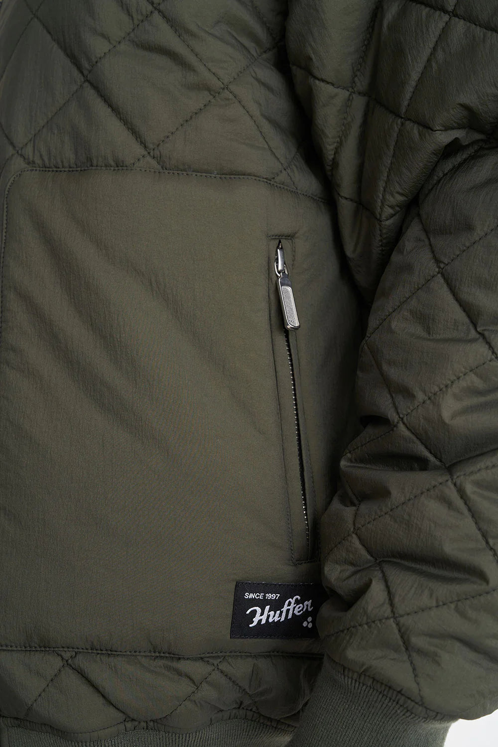 HUFFER - QUILTED LONGLINE BOMBER JACKET - CYPRESS