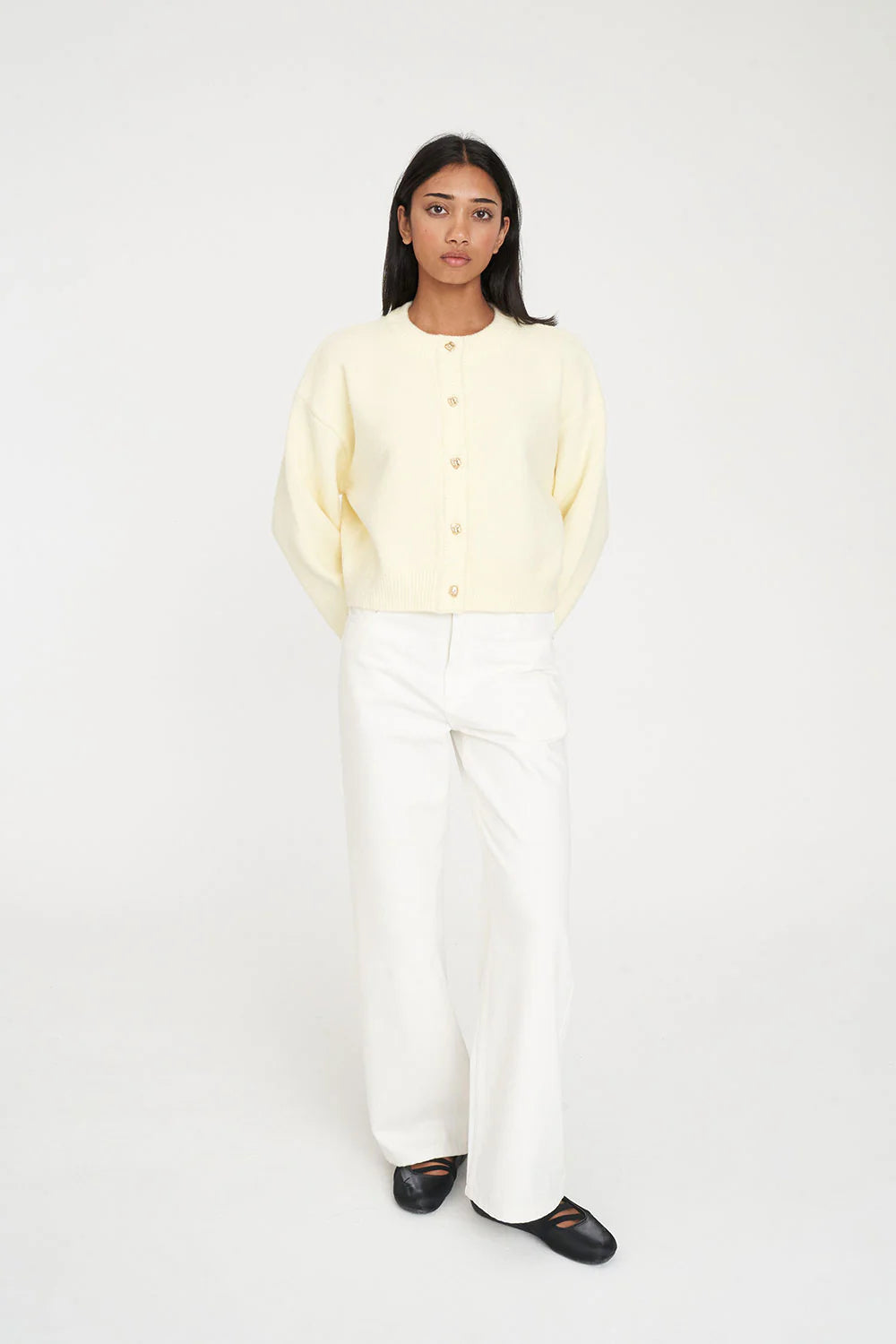 HUFFER - ELLE CROP CARDIGAN - FRENCH VANILLA