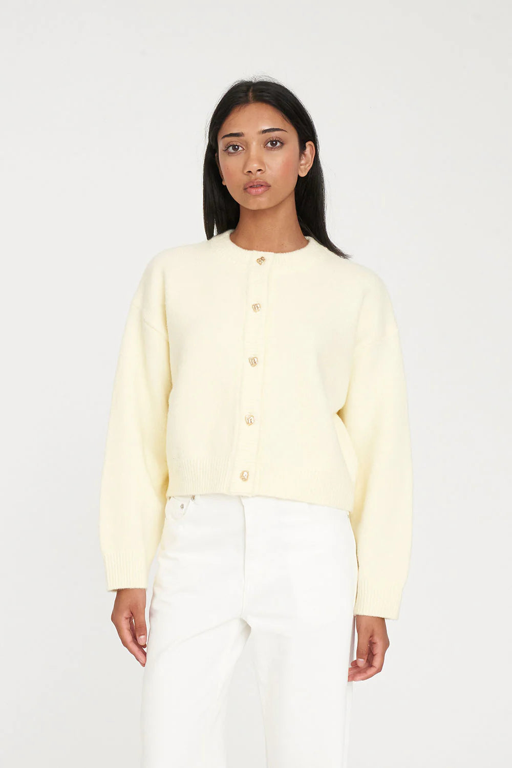 HUFFER - ELLE CROP CARDIGAN - FRENCH VANILLA